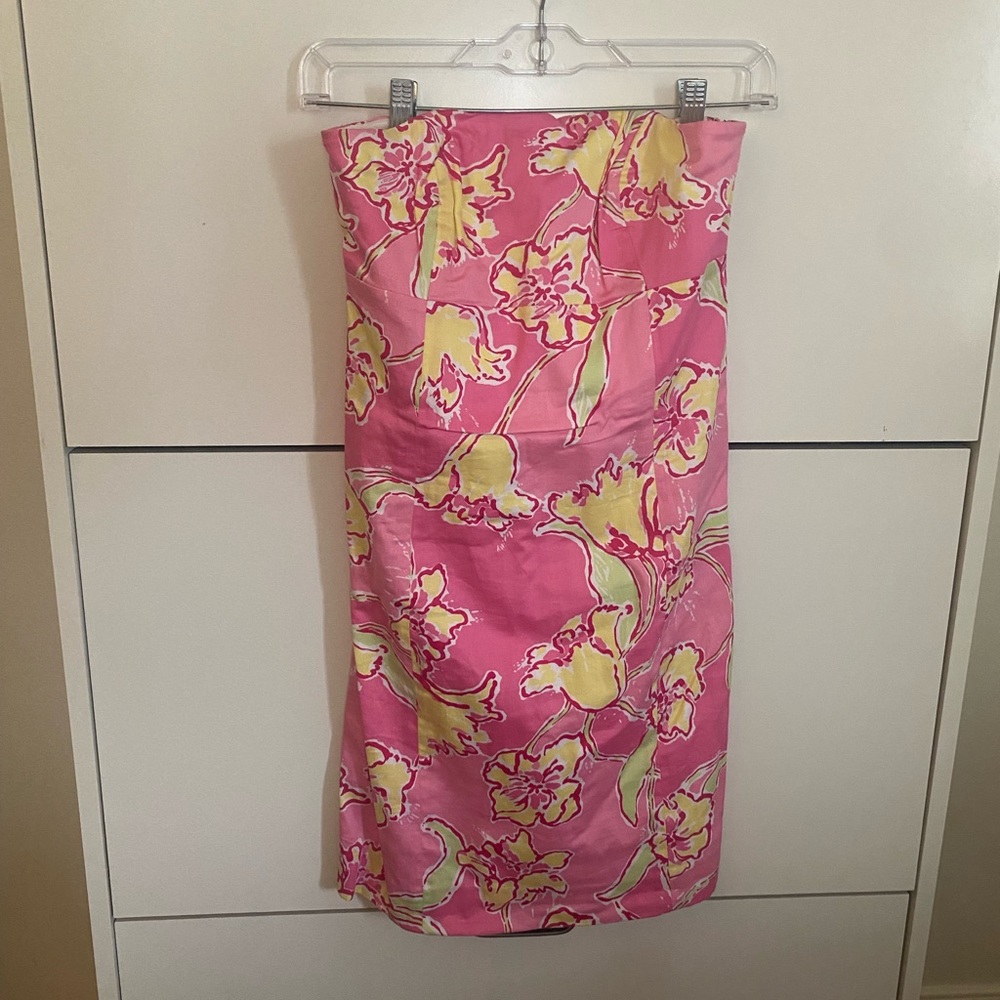 Lilly Pulitzer Hotty Pink Blossom Daylily strapless dress